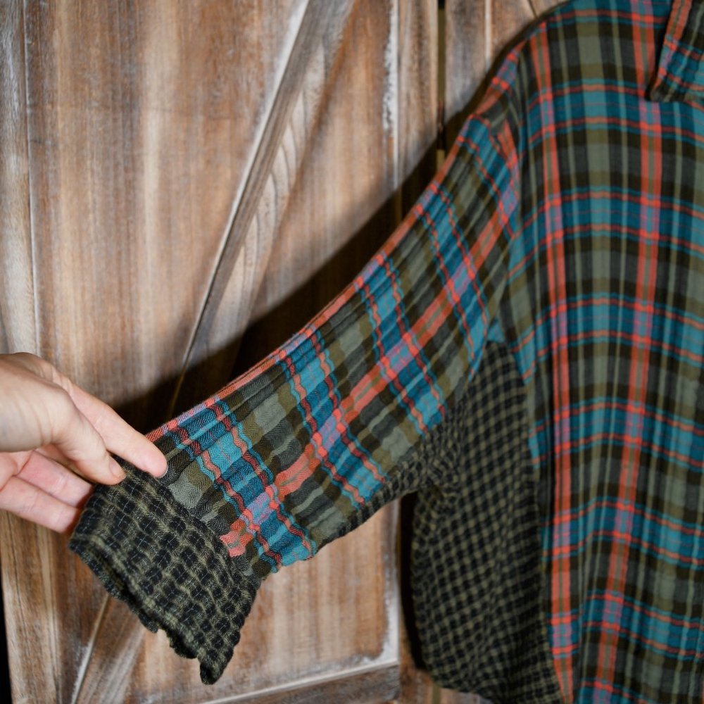 Free People Medium Multicolor Plaid Button Down Shirt - Picture 6 of 7